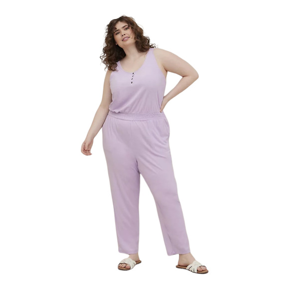 Torrid NWT Henley Jumpsuit Cover Up Terry Lilac Swimsuit Cover Up Size 4X Purple - Picture 2 of 7
